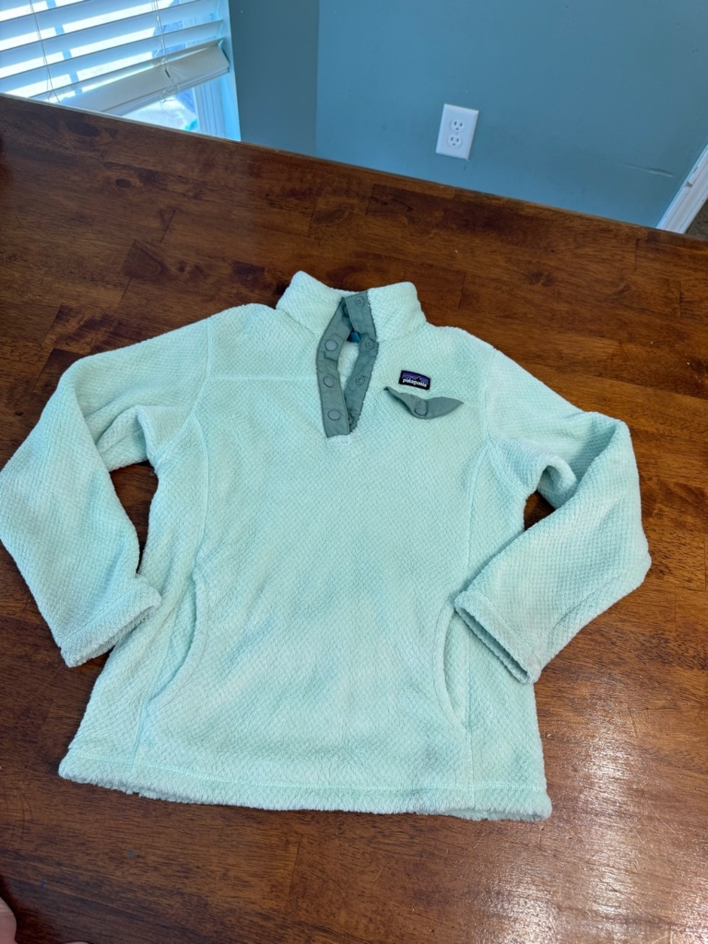 Patagonia Kids Girl Re-Tool Snap-T Fleece Pullover Medium Polartec Mint Green